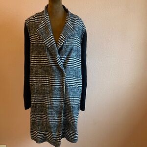 KENNETH COLE Black and White Plaid Coat